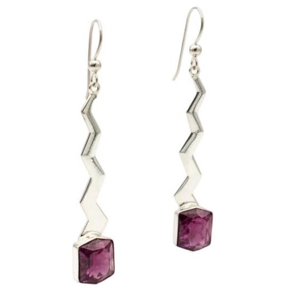 Jay King Sterling Silver Ruby Zigzag Earrings - image 2